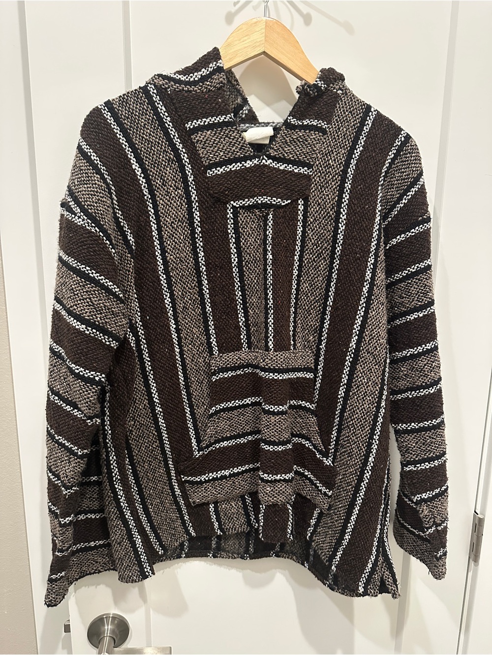 Men's Striped Baja Hoodie Sweater - Brown